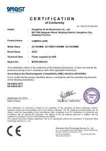 CERTIFICATION of Conformity (CE) - HANGZHOU Ai Ke Electronics Co.,Ltd.